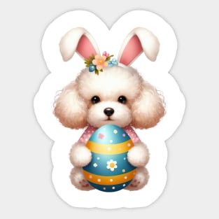 Easter Poodle Dog Sticker